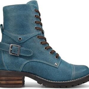 Taos Crave Petrol Blue Lace-Up Ankle Boots with Buckle - Women